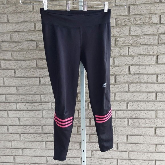 FREE WITH PURCHASE Adidas Black & Pink Response Leggings Medium USED - Picture 1 of 11